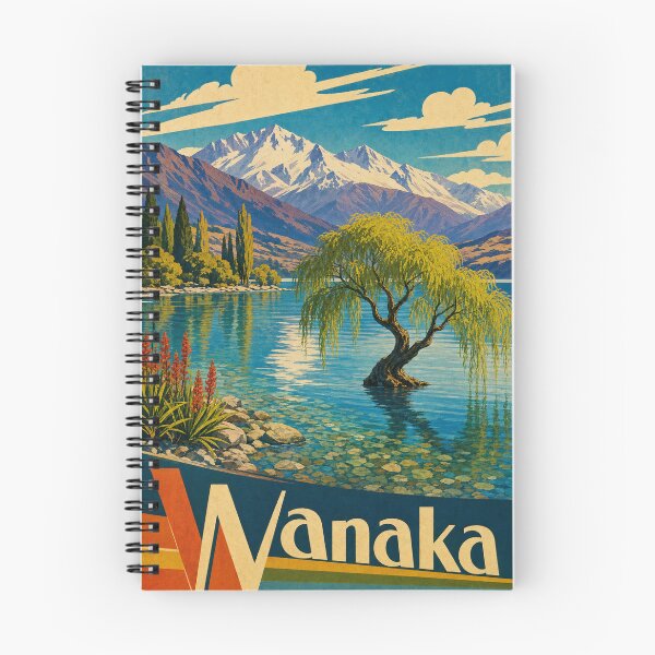 Item preview, Wanaka New Zealand Travel Souvenir - Retro Illustration designed and sold by VisualArtsOasis.