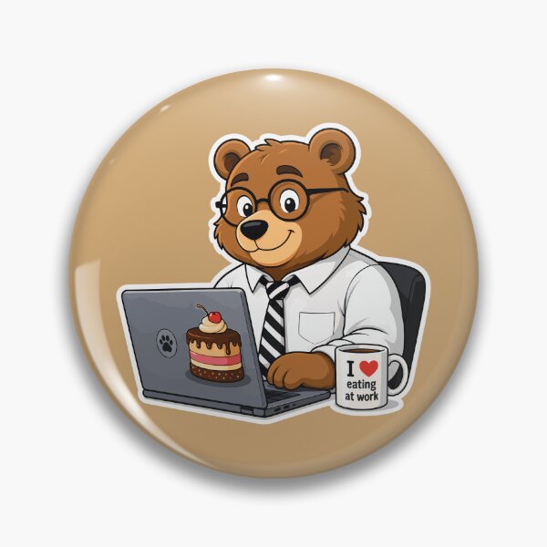 Item preview, Funny Office Bear Eating At Work Illustration designed and sold by AbderraimArt.