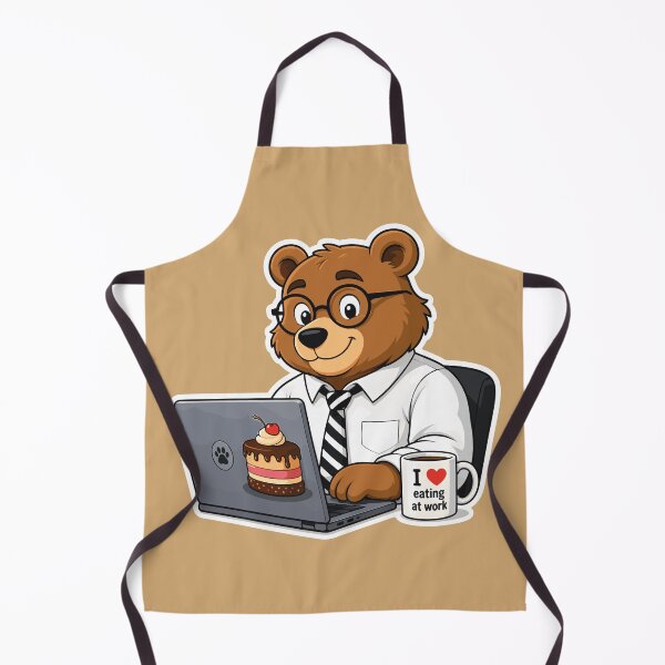 Item preview, Funny Office Bear Eating At Work Illustration designed and sold by AbderraimArt.