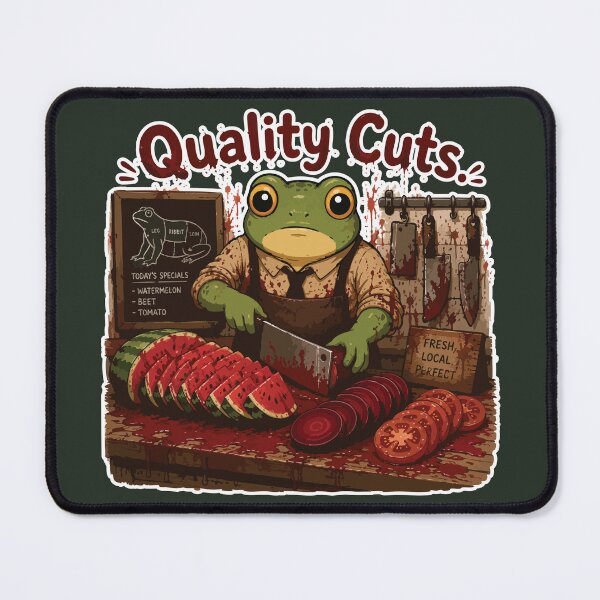 Item preview, Quality Cuts Funny Horror Frog Sticker – Butcher Parody Cartoon designed and sold by SimplePoDesign.