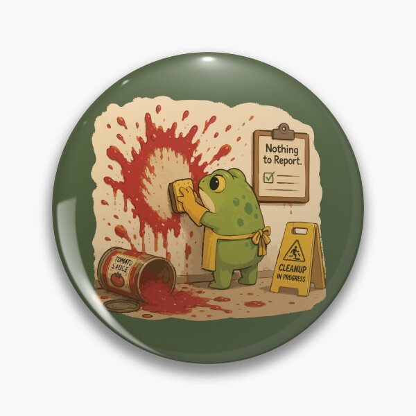 Item preview, Nothing to Report Funny Cleaner Frog Sticker – Tomato Sauce Cleanup designed and sold by SimplePoDesign.