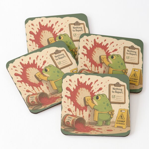 Item preview, Nothing to Report Funny Cleaner Frog Sticker – Tomato Sauce Cleanup designed and sold by SimplePoDesign.