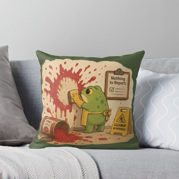Item preview, Nothing to Report Funny Cleaner Frog Sticker – Tomato Sauce Cleanup designed and sold by SimplePoDesign.