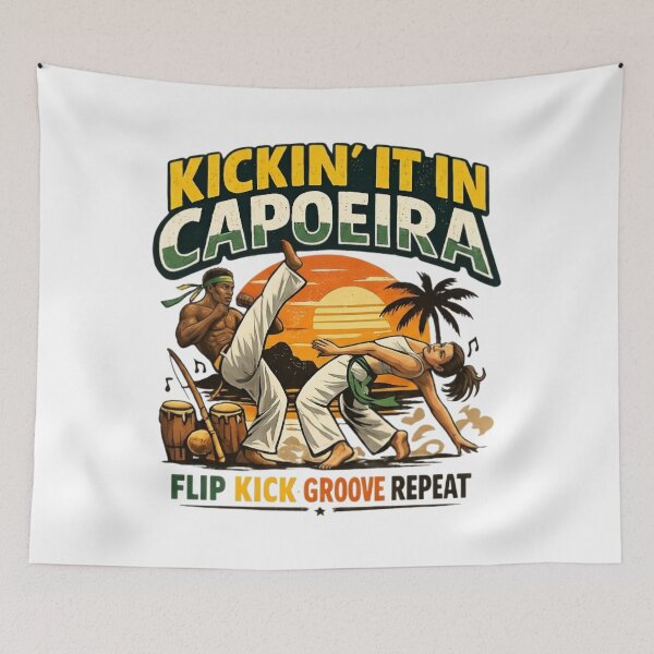 Item preview, Kickin' It in Capoeira – Flip Kick Groove Repeat Retro Martial Arts designed and sold by SidTastic .