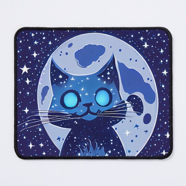 Item preview, Moon Cat - Cute Cosmic Black Cat Illustration designed and sold by TitiaDesign.