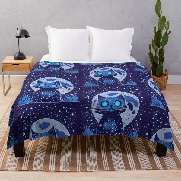 Item preview, Moon Cat - Cute Cosmic Black Cat Illustration designed and sold by TitiaDesign.