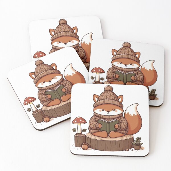 Item preview, Cozy Woodland Fox Reading Book | Minimal Cottagecore Animal designed and sold by vigzhifushions.