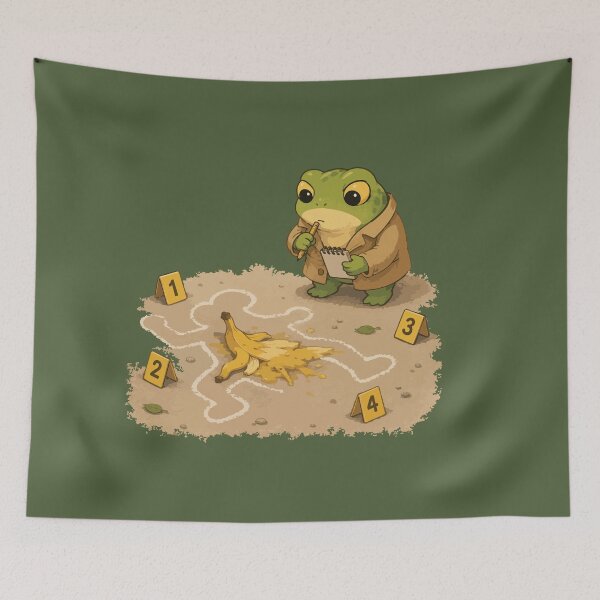 Item preview, Crime Scene Funny Frog Sticker – Banana Peel Investigation designed and sold by SimplePoDesign.