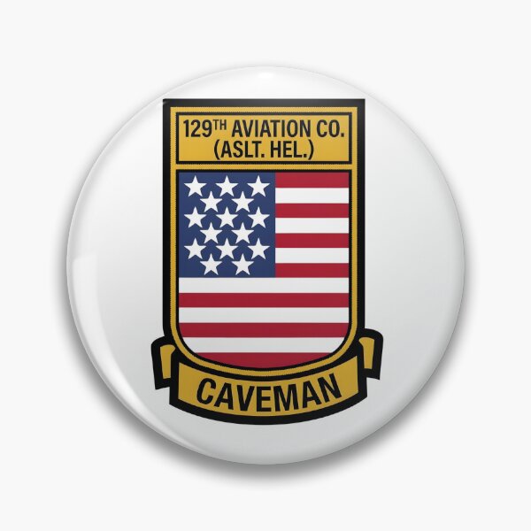 Item preview, US Army 129th Aviation Company (Assault Helicopter) "Caveman" Insignia designed and sold by CharlieDesings.