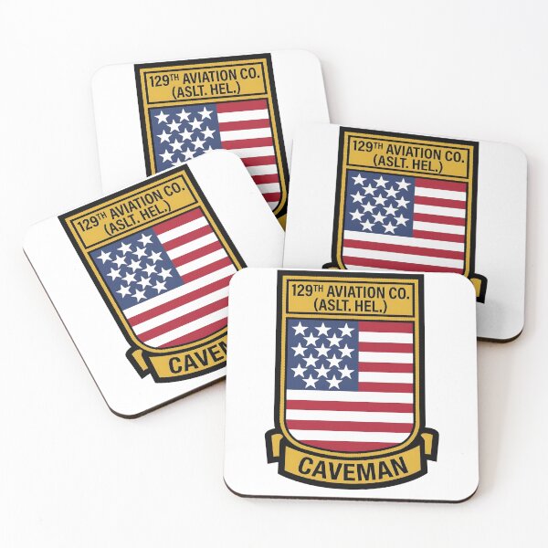 Item preview, US Army 129th Aviation Company (Assault Helicopter) "Caveman" Insignia designed and sold by CharlieDesings.