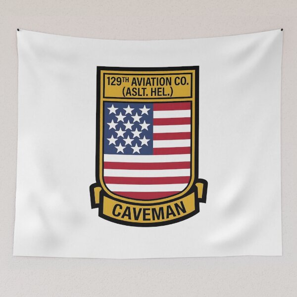 Item preview, US Army 129th Aviation Company (Assault Helicopter) "Caveman" Insignia designed and sold by CharlieDesings.