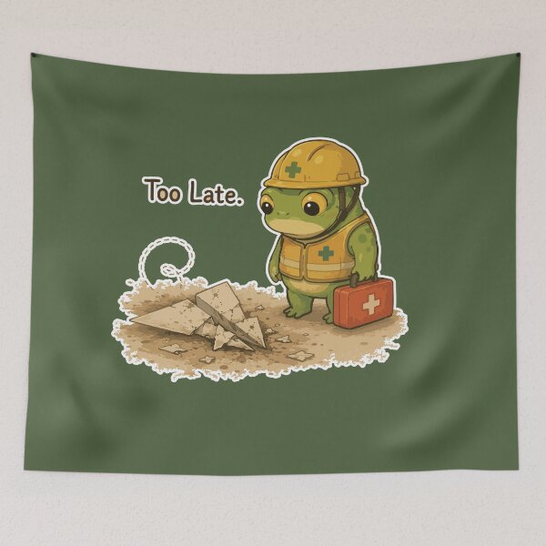 Item preview, Too Late Funny Medic Frog Sticker – Emergency Response Cartoon designed and sold by SimplePoDesign.