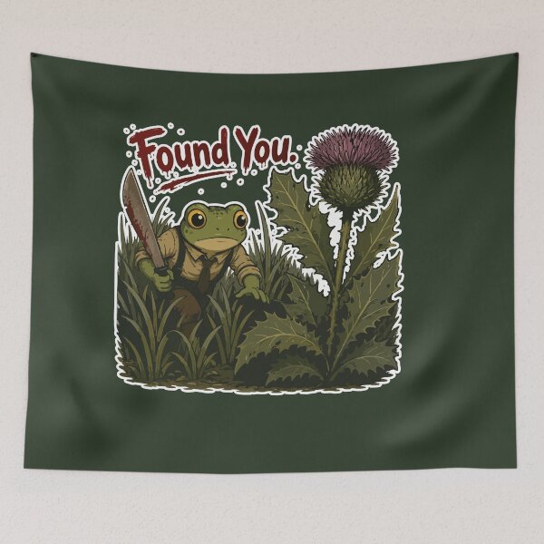 Item preview, Found You Funny Horror Frog Sticker – Weed Hunter Cartoon designed and sold by SimplePoDesign.