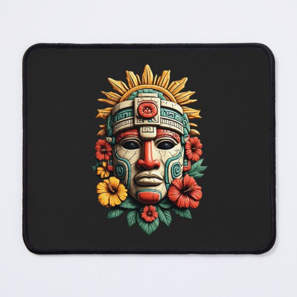 Item preview, Colorful Mayan Warrior Mask with Flowers & Sun | Elysium Echoes Icon 02 designed and sold by Shift-Bloom.