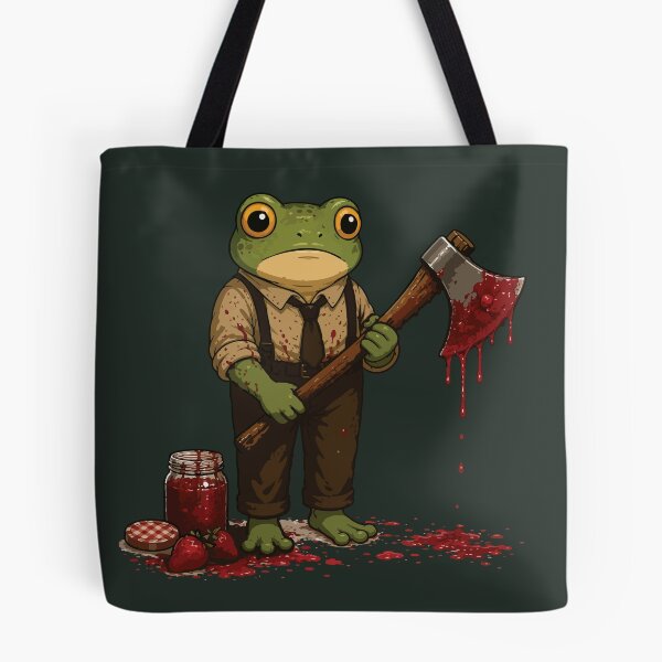 Item preview, Funny Horror Frog Sticker – Strawberry Jam Slasher Cartoon designed and sold by SimplePoDesign.