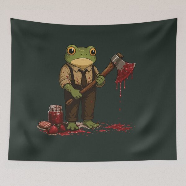 Item preview, Funny Horror Frog Sticker – Strawberry Jam Slasher Cartoon designed and sold by SimplePoDesign.