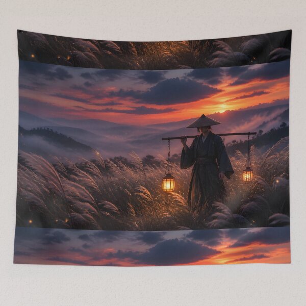 Item preview, Wandering Traveler with Lanterns at Twilight designed and sold by sigmaartstudio.