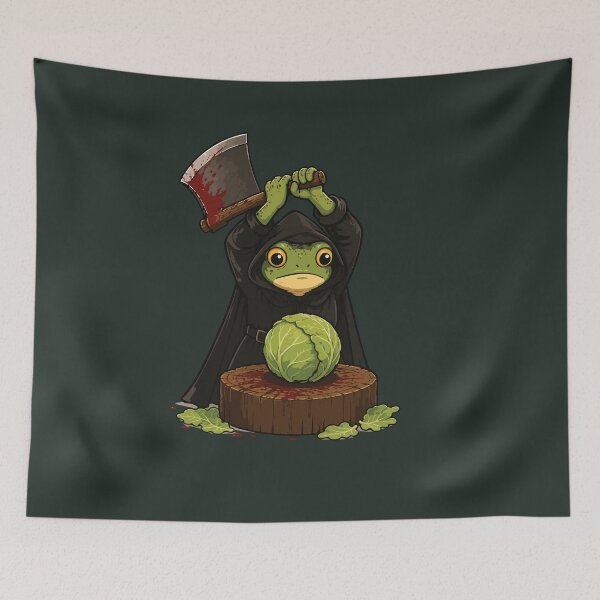 Item preview, Funny Horror Frog Sticker – Cabbage Execution Cartoon designed and sold by SimplePoDesign.