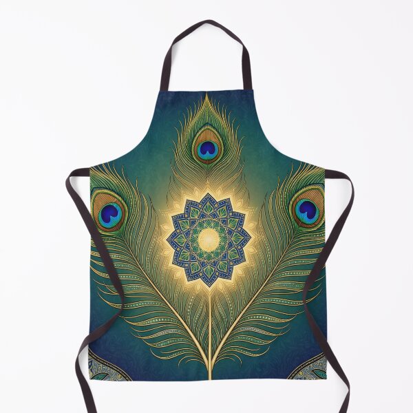 Item preview, Radiant Peacock Feather Sacred Mandala | Boho Spiritual Art | Elegant Blue & Gold Wall Art designed and sold by DreamyWallVibes.