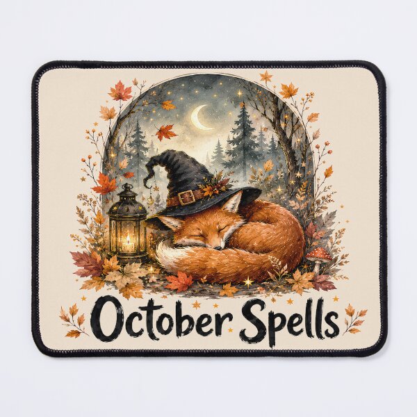 Item preview, Sleeping Witch Fox Cozy Autumn October Spells designed and sold by SasmitaStudioCo.