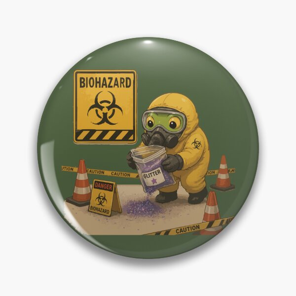 Item preview, Biohazard Glitter Funny Frog Sticker – Hazard Cleanup Cartoon designed and sold by SimplePoDesign.