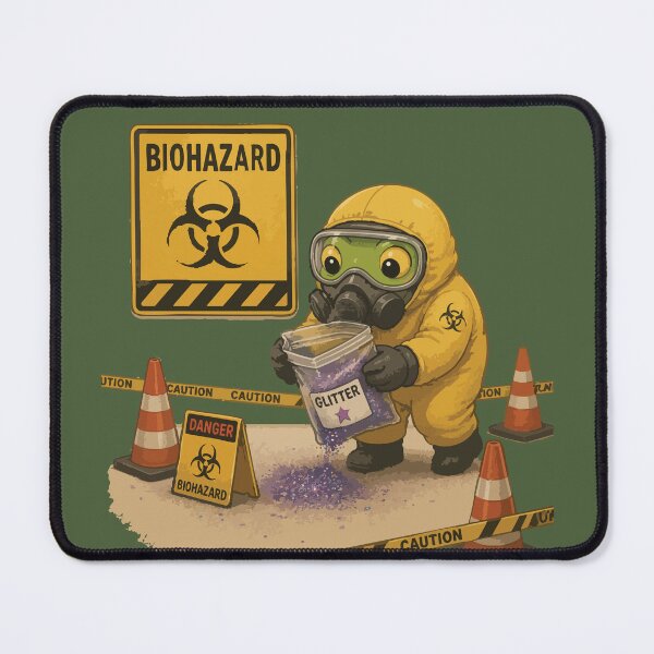 Item preview, Biohazard Glitter Funny Frog Sticker – Hazard Cleanup Cartoon designed and sold by SimplePoDesign.