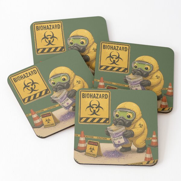 Item preview, Biohazard Glitter Funny Frog Sticker – Hazard Cleanup Cartoon designed and sold by SimplePoDesign.