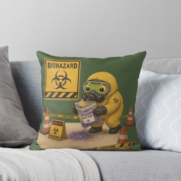 Item preview, Biohazard Glitter Funny Frog Sticker – Hazard Cleanup Cartoon designed and sold by SimplePoDesign.