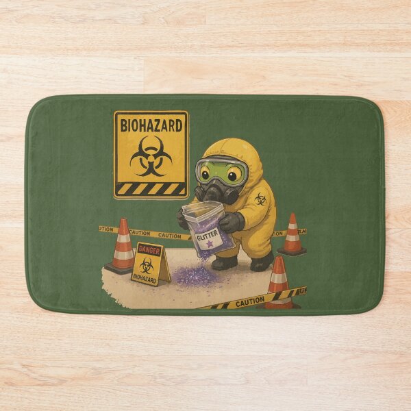 Item preview, Biohazard Glitter Funny Frog Sticker – Hazard Cleanup Cartoon designed and sold by SimplePoDesign.