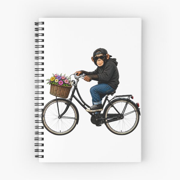 Item preview, Cool Chimp on a Bicycle with Flowers designed and sold by LittleGinnyArt.