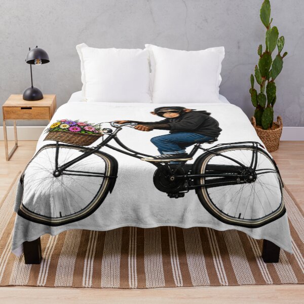 Item preview, Cool Chimp on a Bicycle with Flowers designed and sold by LittleGinnyArt.