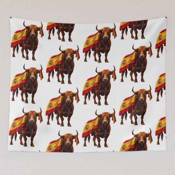 Item preview, Spanish Fighting Bull with Spain Flag Patriotic designed and sold by DarylPope.