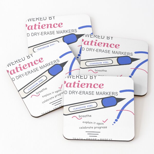 Item preview, Powered by Patience and Dry-Erase Markers – Funny Teacher Design designed and sold by FlamoArt.