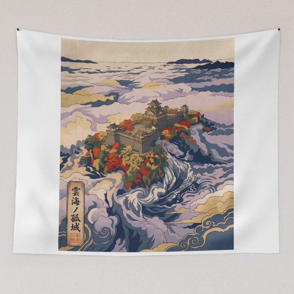 Item preview, Ukiyo-e Japanese Sky Castle Sea of Clouds designed and sold by conohitoAI-ArtGallery.