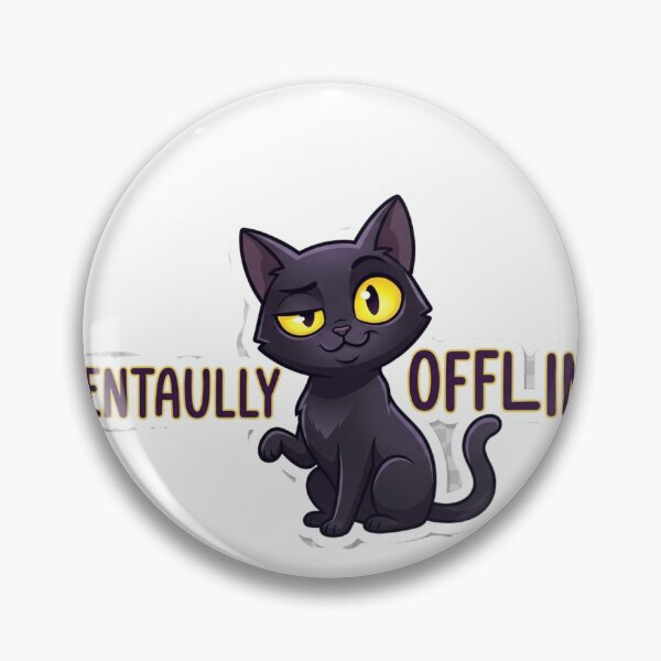 Artikelvorschau, Schwarze Katze – Aufkleber „Mental offline“ entworfen und verkauft von Trendykunnu.