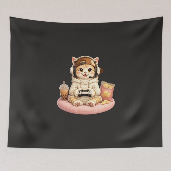 Item preview, Next-Gen Gaming Kitty – Cute Tech Cartoon Illustration designed and sold by annenambiro.