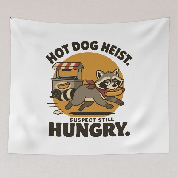 Item preview, Who stole the hot dog? The suspect is getting away—and somehow, it is still hungry. designed and sold by ANALOG MISCHIEF.