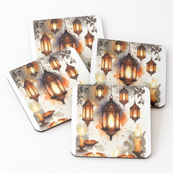 Item preview, Festive Lantern Glow Art – Warm Watercolor Lamps & Diya Illustration designed and sold by EdgeSphere.