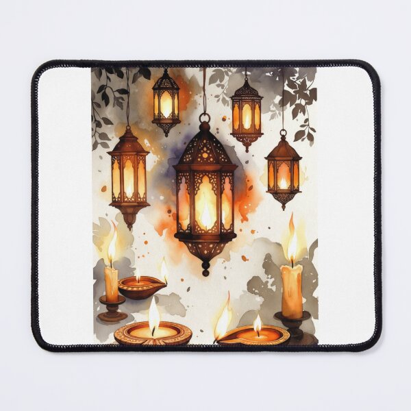 Item preview, Festive Lantern Glow Art – Warm Watercolor Lamps & Diya Illustration designed and sold by EdgeSphere.