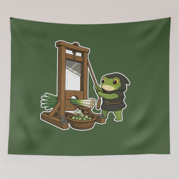 Item preview, French Revolution Frog Sticker – Guillotine Green Onion Cartoon designed and sold by SimplePoDesign.