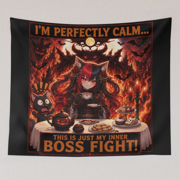 Item preview, I'm Perfectly Calm... This Is Just My Inner Boss Fight | Gothic anime gamer designed and sold by Revyra Design .