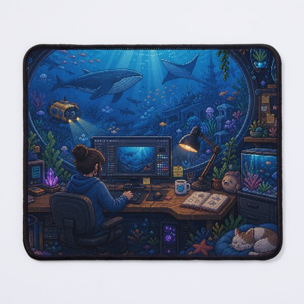 Item preview, Deep Sea Pixel Art Creative Workspace designed and sold by Yiruda-Art.