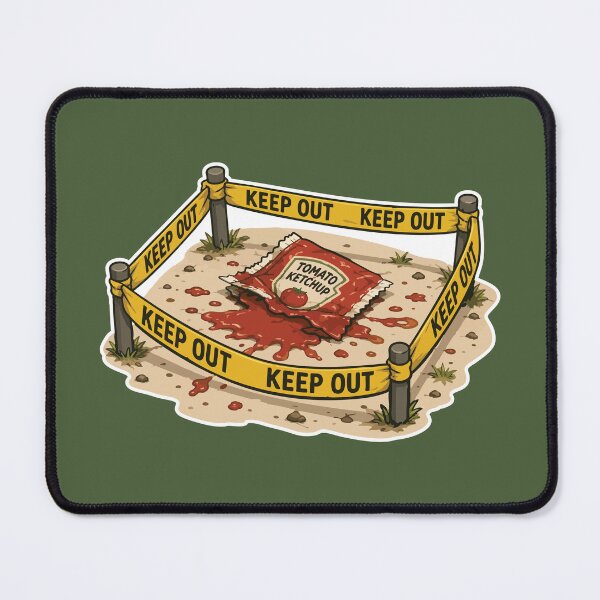 Item preview, Crime Scene Ketchup Sticker – Funny Tomato Sauce Investigation Cartoon designed and sold by SimplePoDesign.