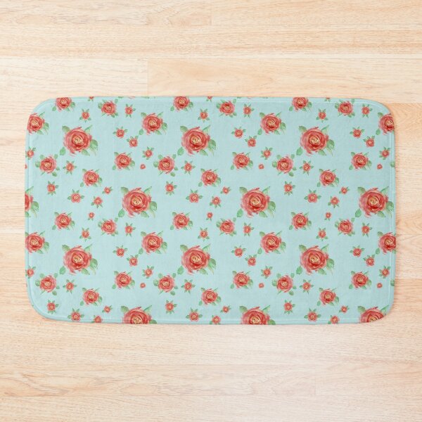 Item preview, Romantic Vintage Red Roses on Soft Blue Pattern designed and sold by wissal.studio.