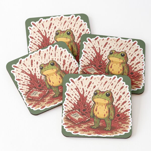 Item preview, Tomato Sauce Splash Frog Sticker – Funny Faux Horror Cartoon designed and sold by SimplePoDesign.