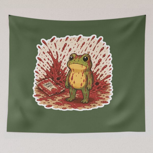 Item preview, Tomato Sauce Splash Frog Sticker – Funny Faux Horror Cartoon designed and sold by SimplePoDesign.
