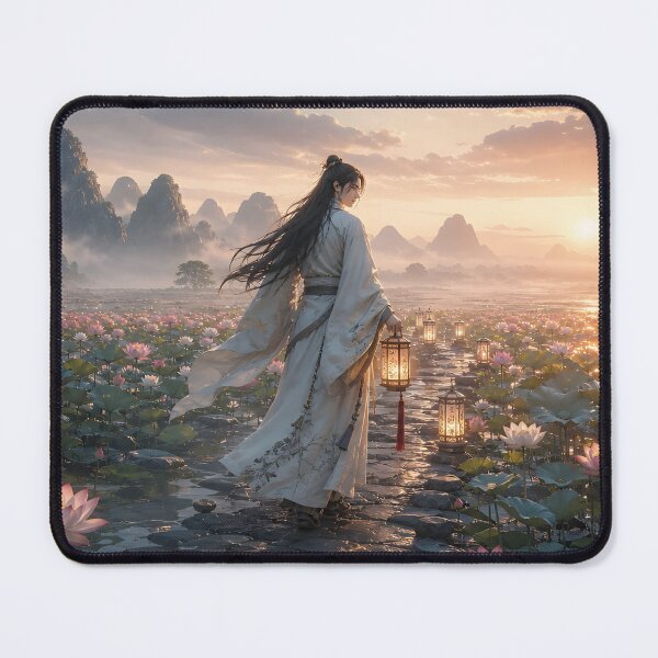 Item preview, Lantern Traveler in Lotus Marsh designed and sold by sigmaartstudio.