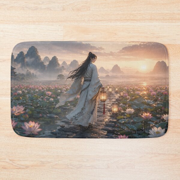 Item preview, Lantern Traveler in Lotus Marsh designed and sold by sigmaartstudio.