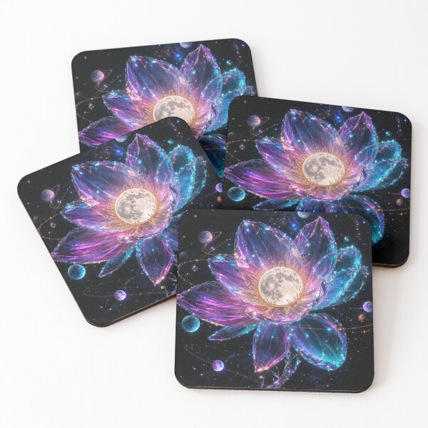 Item preview, Moon Bloom – Neon Crystal Flower in Deep Space designed and sold by OphiraBloom.