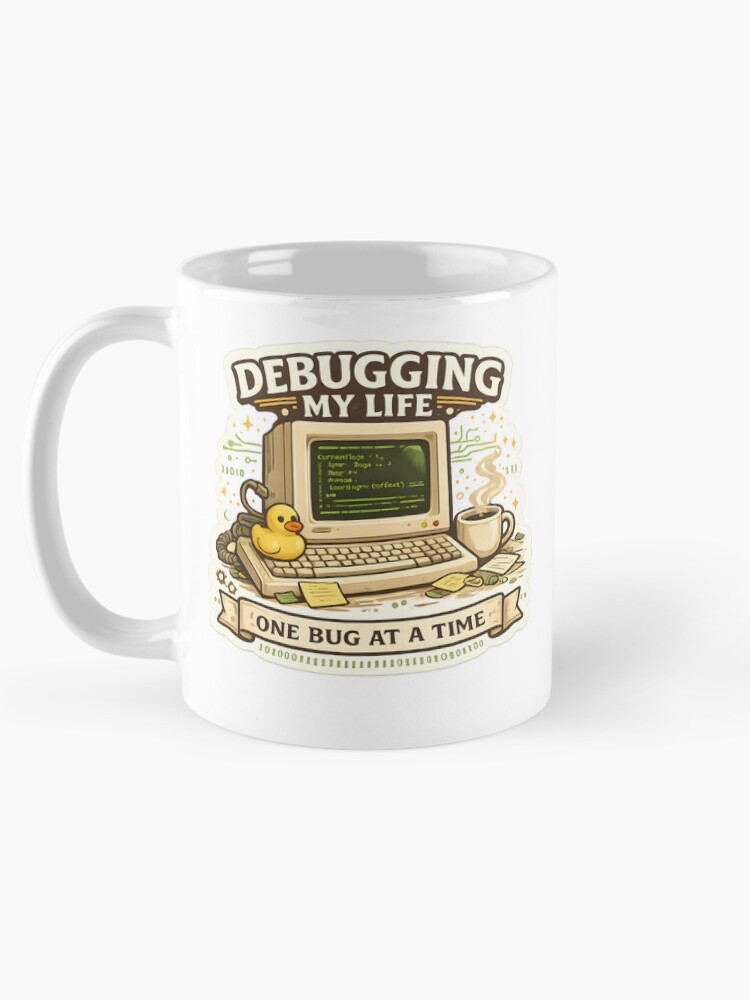 Thumbnail 5 of 6, Coffee Mug, Debugging My Life Funny Programmer Sticker | Coding Laptop Decal | Software Developer Gift designed and sold by GenZStickerHub1.